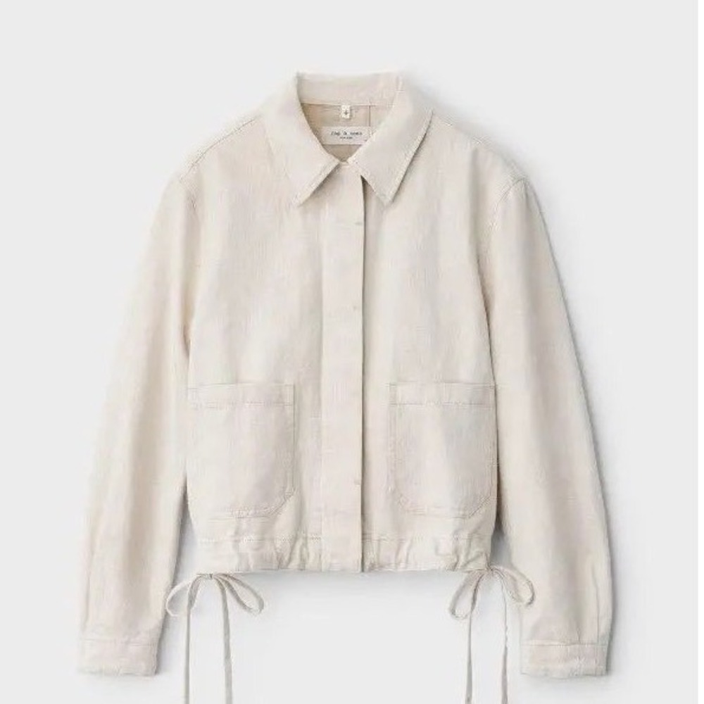 Rag & Bone Naval Chore Jacket Women Medium Cream Cotton Hemp Utility Military